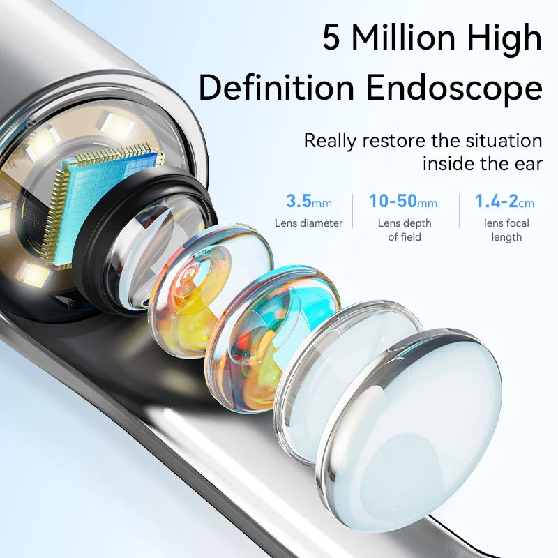 WIFI Visual Ear Wax Cleaner Otoscope Camera with LED Lights 3.5Mm Mini Ear Wax Removal Tool with Camera Take Video HD Earpick