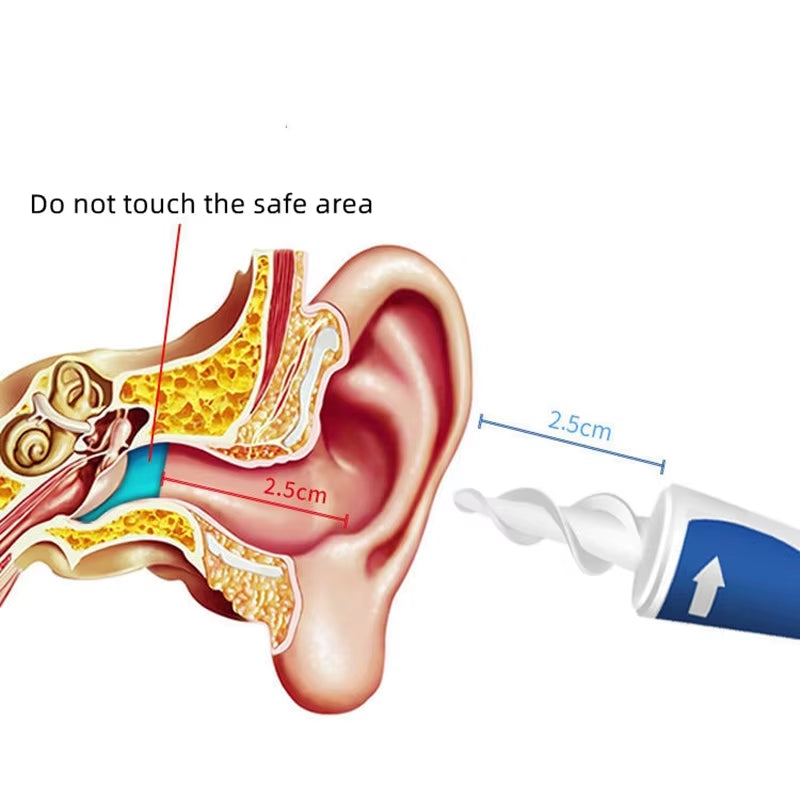 Soft Silicone Spiral Ear Wax Removal Tool with 16 Replacement Heads for Effective Ear Care