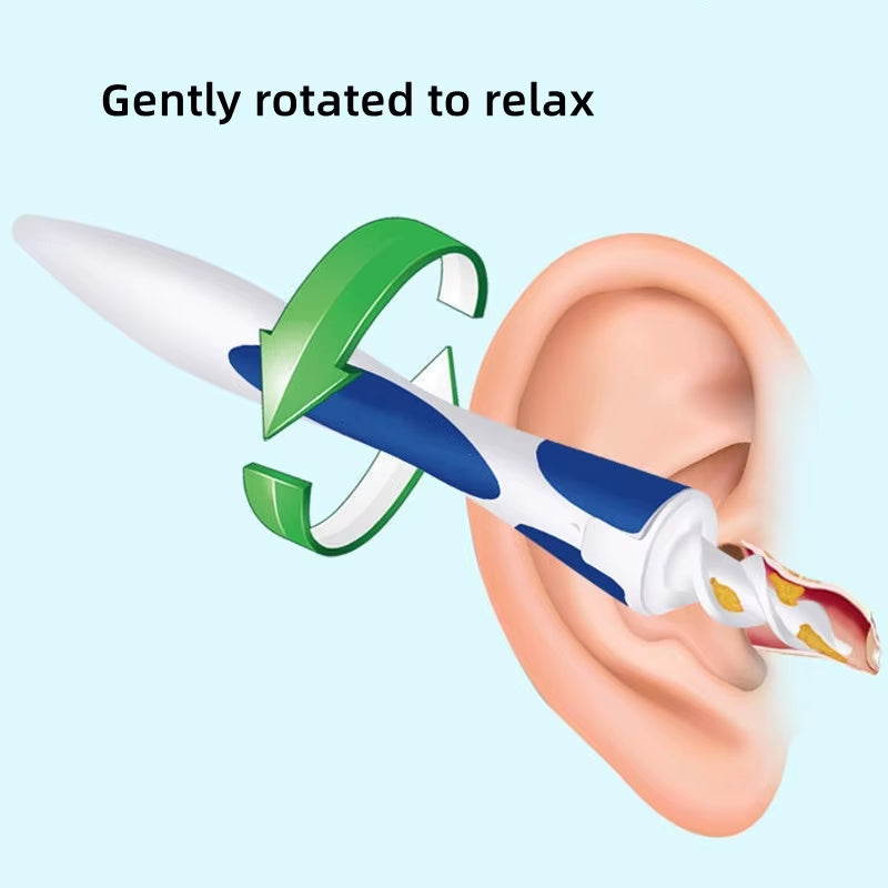 Soft Silicone Spiral Ear Wax Removal Tool with 16 Replacement Heads for Effective Ear Care