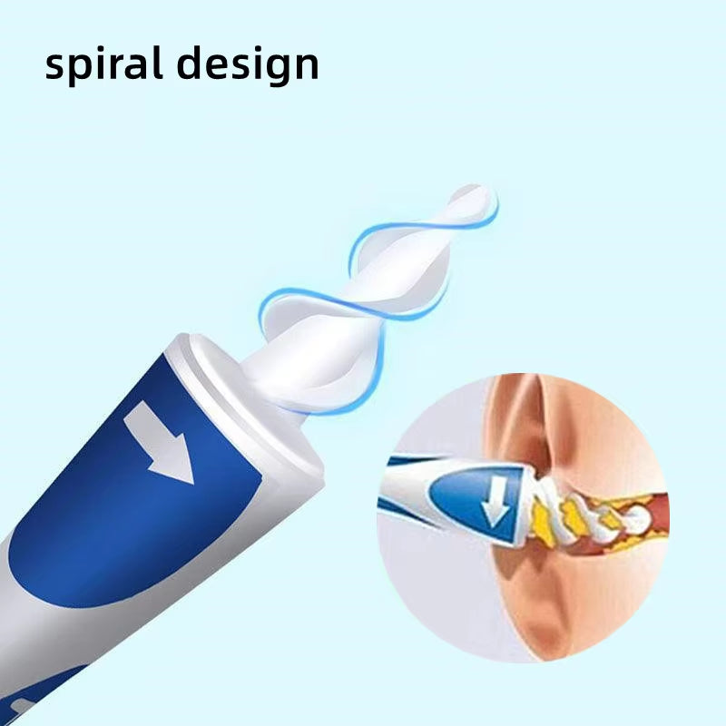 Soft Silicone Spiral Ear Wax Removal Tool with 16 Replacement Heads for Effective Ear Care