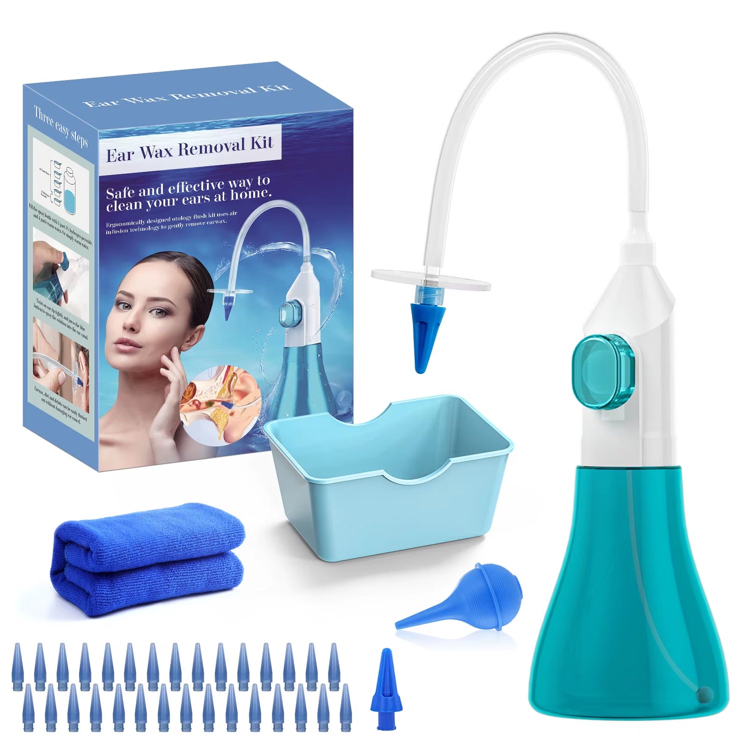 Ultimate Manual Ear Wax Removal Kit: Safe & Effective Ear Cleaner for Adults & Kids with 30 Tips